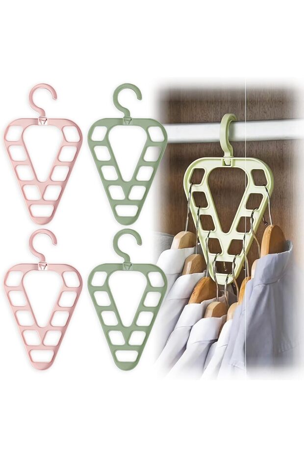 Space Saving Triangular Sorting Hanger, Heavy-Duty Plastic with 9 Loops, Wardrobe Organizer Set of 8