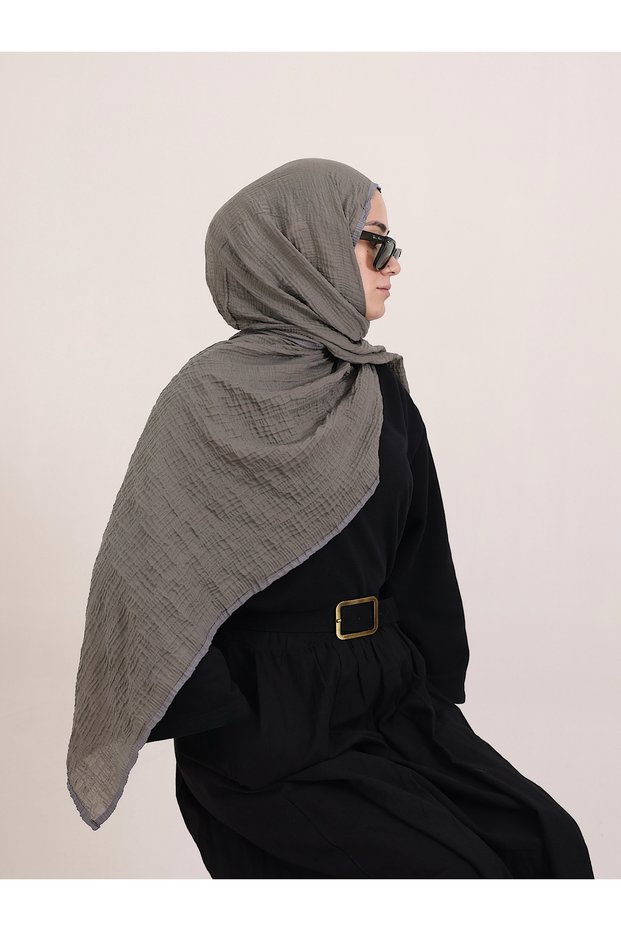 Piping Muslin Shawl - Smoked