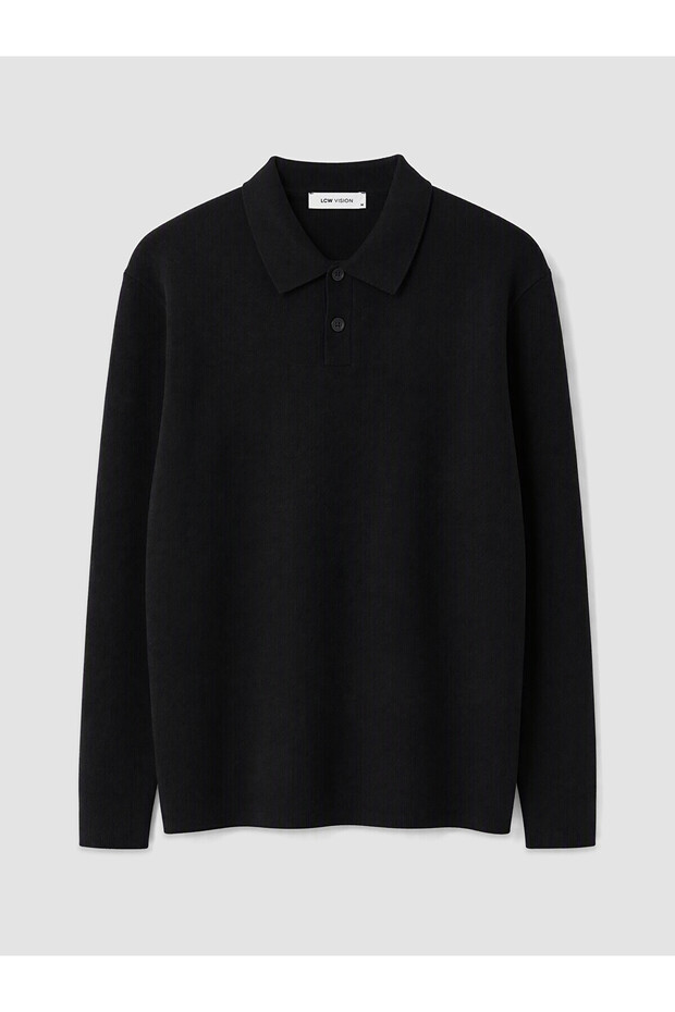 Peak New Season Black Polo Collar Men's Knitwear Sweater