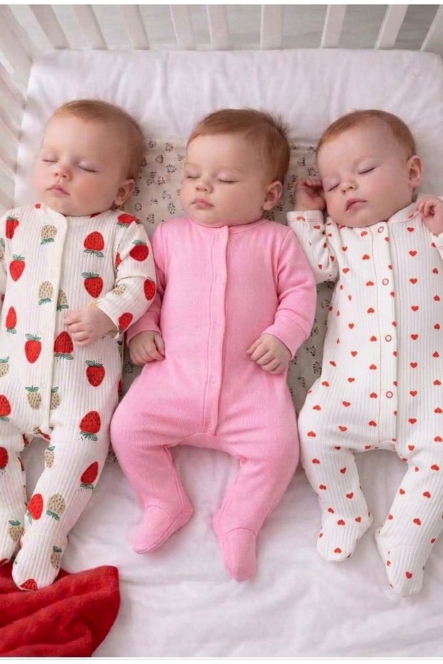 Organic 100% Cotton Printed Plain 3-Piece Baby Romper Set Newborn Set 0-3/3-6 Months Long Sleeve Footed Baby Rompers