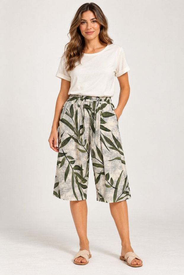 Trendy Women's Elasticated Capri Shorts with Pocket Details