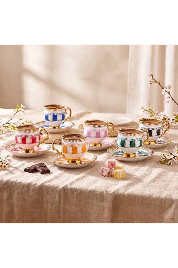 Ar Yıldız Riva 6-Person Luxury Porcelain Coffee Cup Set