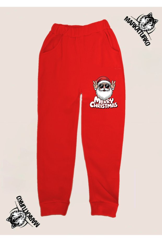 Christmas Printed Unisex Special Design Cotton Red Children's Tracksuit