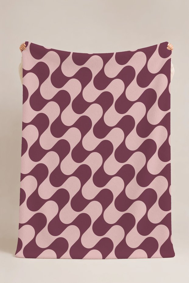 Groovy Waves Geometric Pattern Multi-Purpose Fleece Blanket & Coverlet