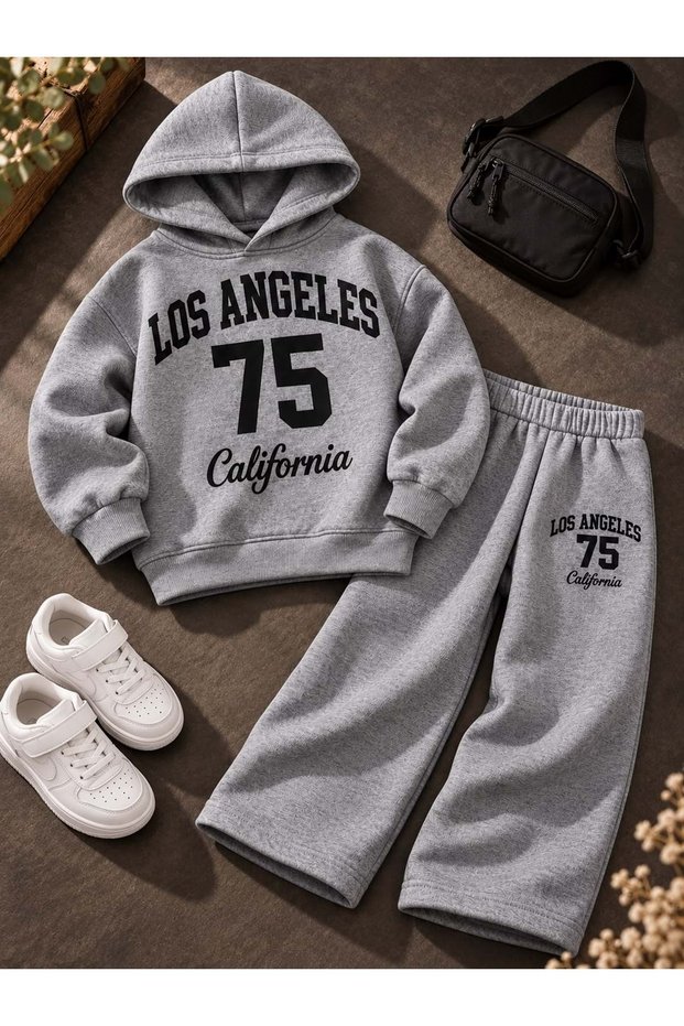 Girl's ca la printed sweatshirt with lettering detail - tracksuit set