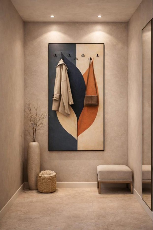لوحة جدارية مع علاق بتصميم أوراق فنية عصرية | موفن هوم | MOVEN HOME