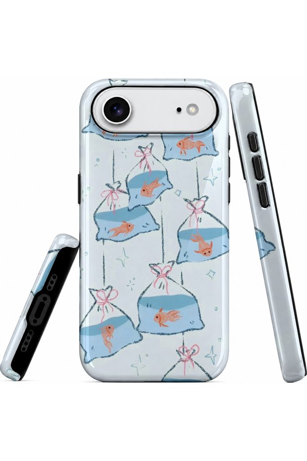 iPhone 17 Air Compatible - Fishes in the Bag, Double Layer Cover, Glossy Surface Protective Case