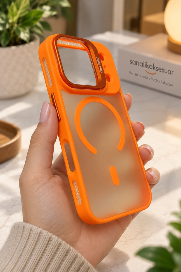 Premium Matte Case with Magsafe Stand and Camera Protection, Compatible with iPhone 17 Pro, with a Gift Lens