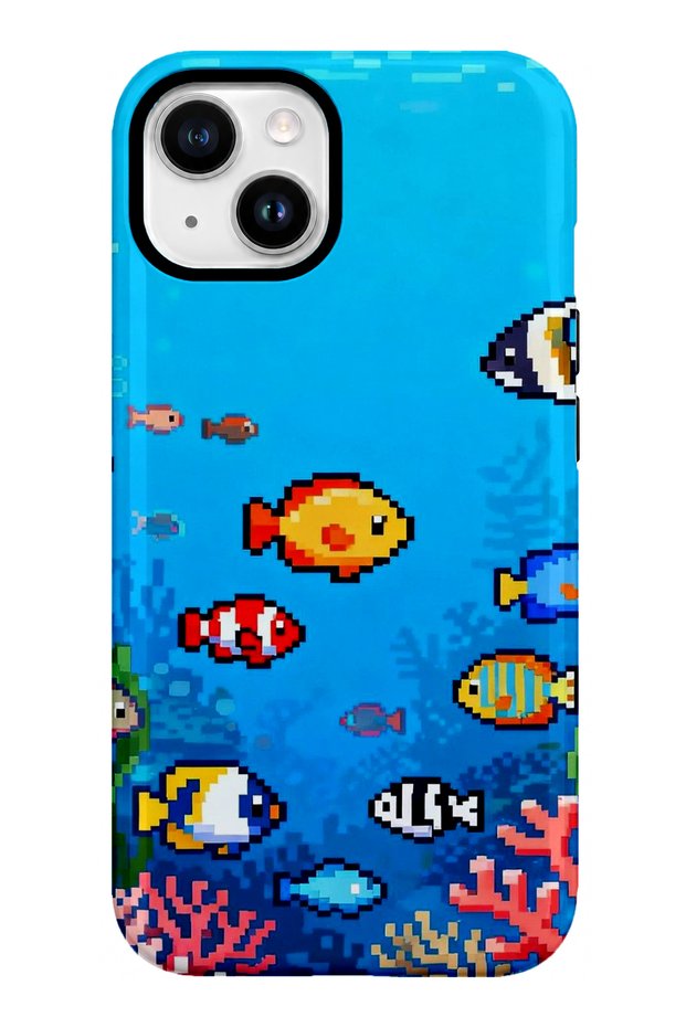 متوافق مع iPhone 15 PLUS / 14 PLUS - غطاء Happy Foam ذو طبقتين، غطاء حماية ذو سطح لامع