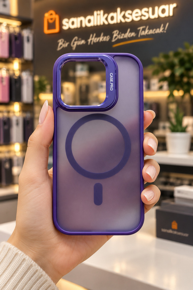 Premium Matte Case with Magsafe Stand and Camera Protection, Compatible with iPhone 16 Pro, with a Gift Lens