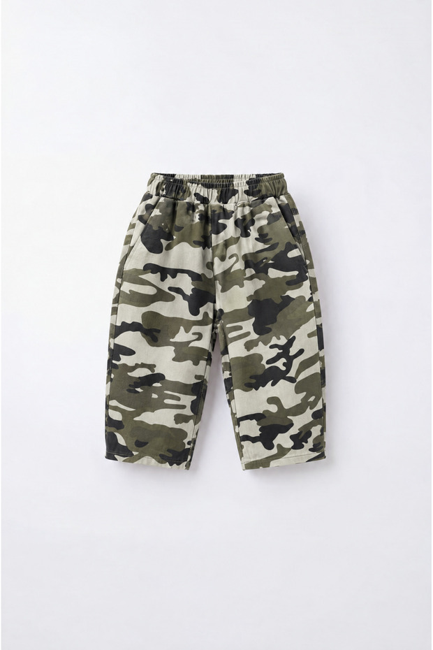 Children's Cotton Camouflage Patterned Khaki Trousers