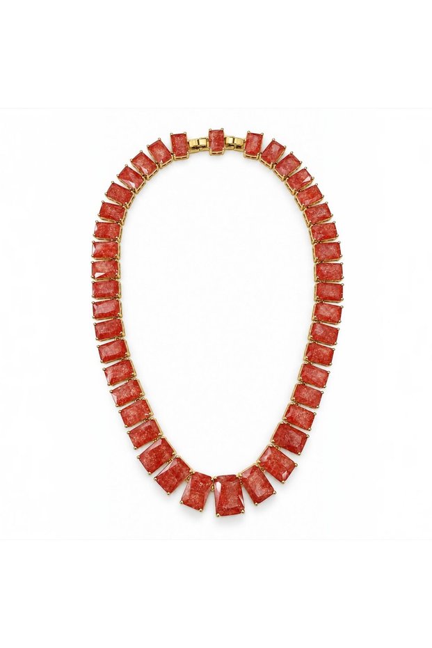 Nesly Special Design Rectangular Cut Colorful Zircon Stone Necklace