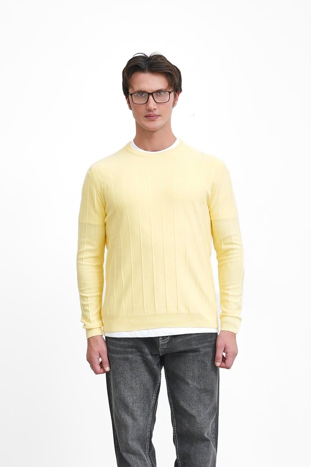 Polo Collar Buttoned Sweater with Striped Details
