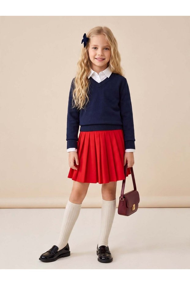 Girl's Front Pleated Shorts Skirt