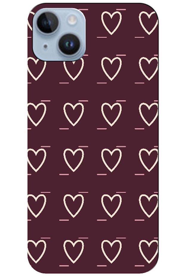 iPhone 15 Plus Line Heart Burgundy (Burgundy)