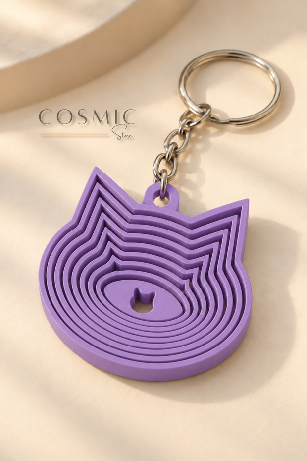 Animated Fidget Keychain with Cat Figure – Layered Fidget Design, Bag Accessory Charm
