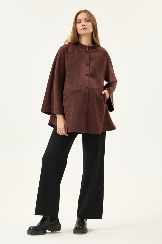 Maternity Suede Poncho Jacket (Brown)