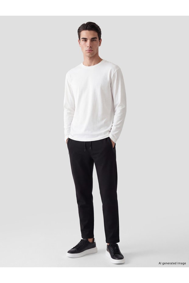Özmarka New Season Black Regular Fit Men's Sweatpants