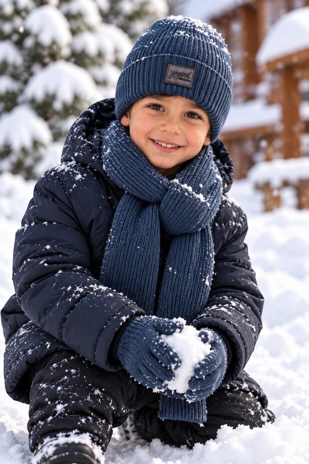 Boys' Fleece Lined Scarf, Beanie and Gloves Set for Ages 5-9, 3-Piece Set