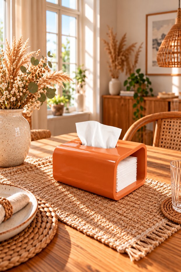 Decorative Orange Color Concrete Design Napkin Holder Bohemian Style Napkin Holder for Kitchen, Coffee Table, Dining Table, Restaurant