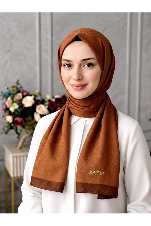 Monogram Şal Karamel-Kahve