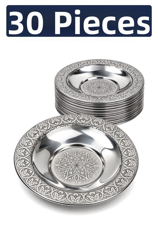 10 cm Authentic Patterned Stainless Steel Tea Plate, Unbreakable Metal Tea Cup Coaster