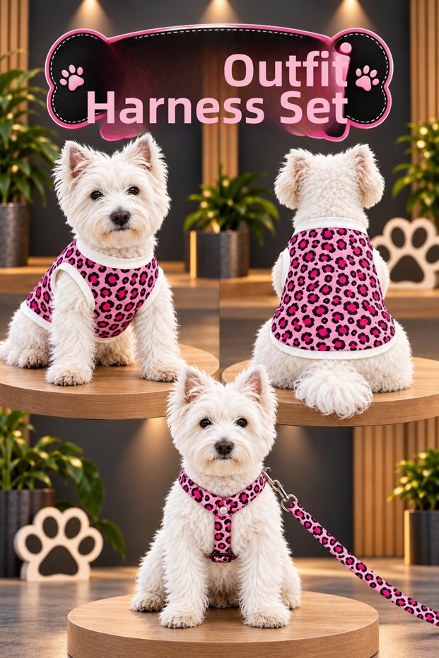 Cat - Dog - Interlock - Thin - Accessory - Clothed Collar Set (Clothing - Chest Collar - Walking Strap Set)