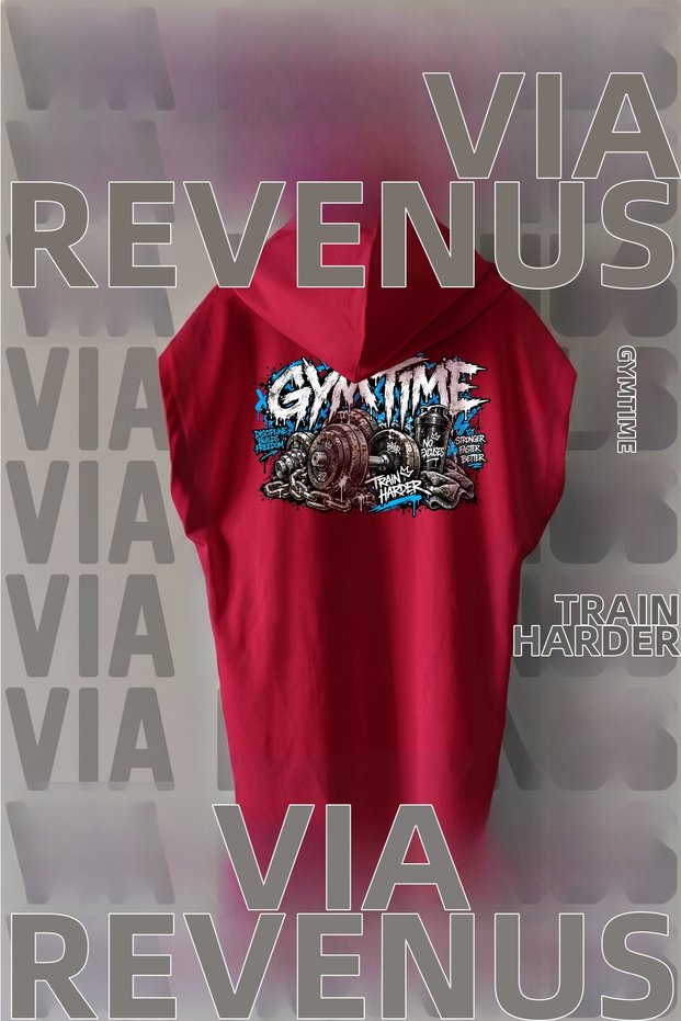 Gym Time Front and Back Printed Zero Sleeve Hooded 100% Cotton Sports Tshirt