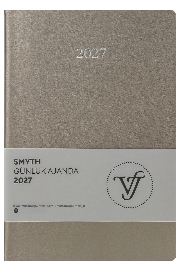 Smyth 2027 Daily Agenda A5 – Vegan Leather Flexible Cover, Silver Gilded Edge.Silver