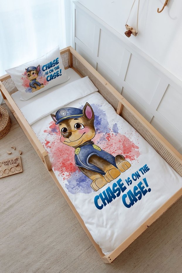 Single Duvet Cover and Fitted Sheet Set - Cartoon Series - Colorful Dogs Skye