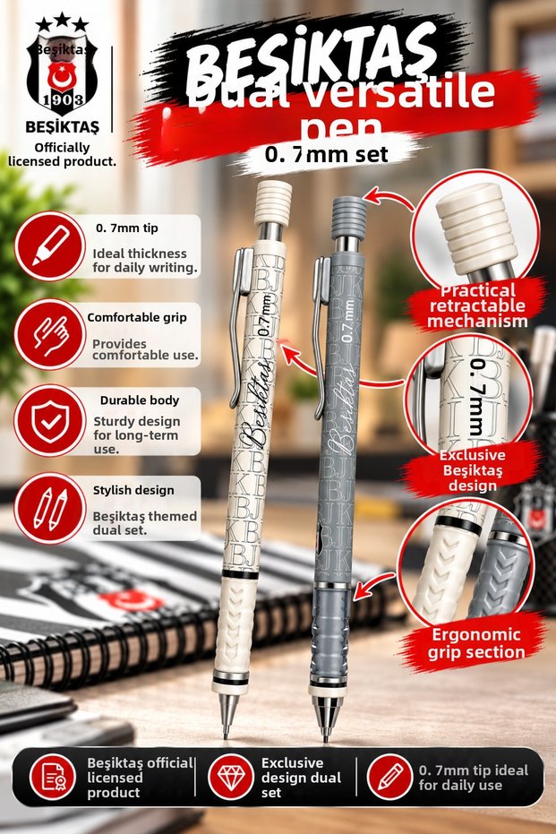 Licensed Versatil Pen 0.7 mm Set of 2 Double Tip Pen School Stationery