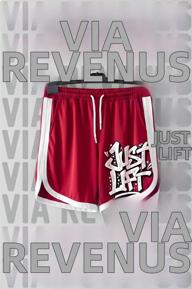 Just Lift Printed Jersey Sports Training Shorts with Piping Detail
