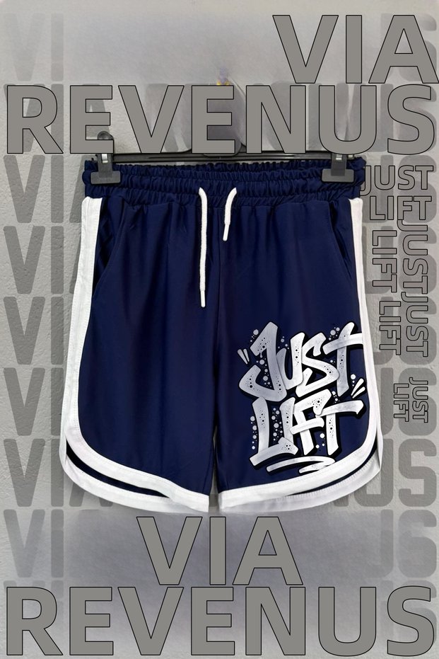 Just Lift Printed Jersey Sports Training Shorts with Piping Detail