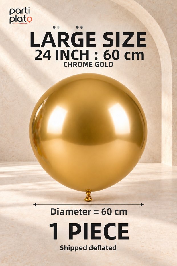 Large Size Chrome Gold Latex Balloon 24 Inch 60 cm 1 Piece Party Decoration