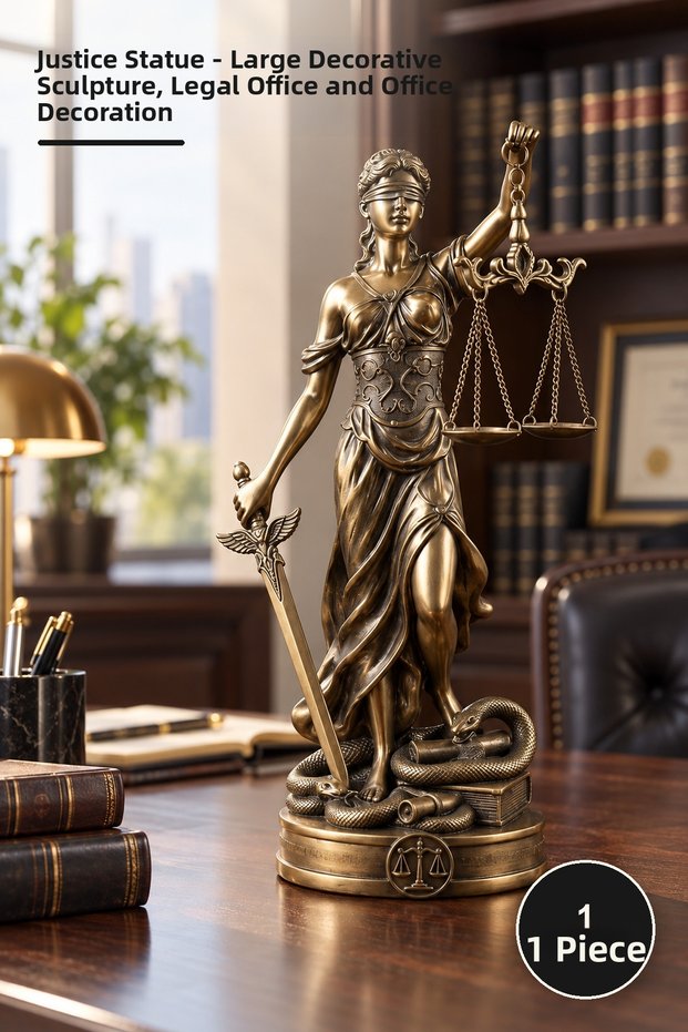 1 Piece Justice Statue – Large Decorative Sculpture, Ornament for Law Office and Office, Justice Statue