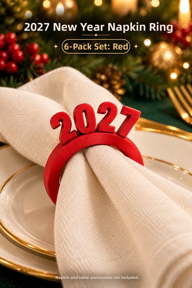 New Year's Napkin Ring Set of 6 New Year Christmas Tableware and Table Decoration
