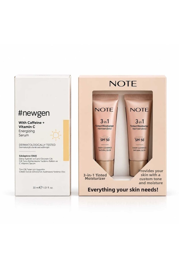 Energizing Serum with Firming Effect & Note Tinted Spf50 12ml and Concealer Spf50 6ml Bag Size Set