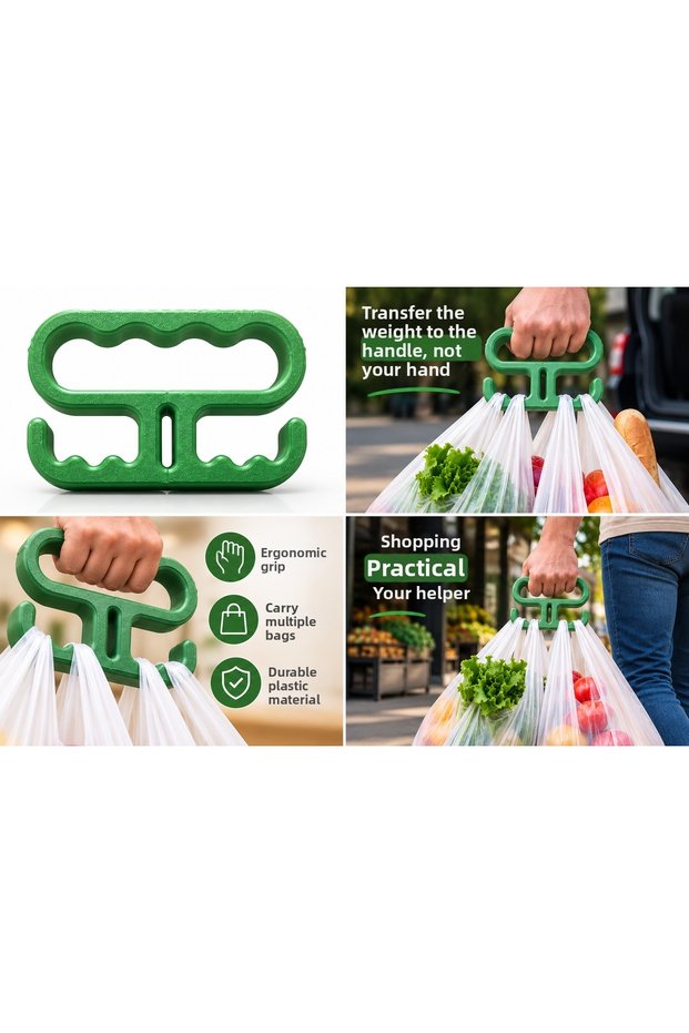 Multi-Purpose Plastic Bag Carrying Device Ergonomic Market and Grocery Bag Holder