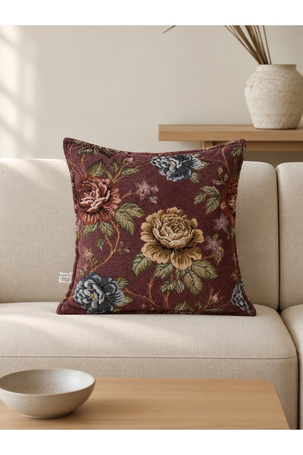 Roses Bordo Kirlent Kilifi (45X45)