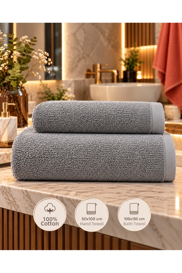 100% Cotton Export 2-Piece Bath Towel Set-50*100Cm/100*150Cm