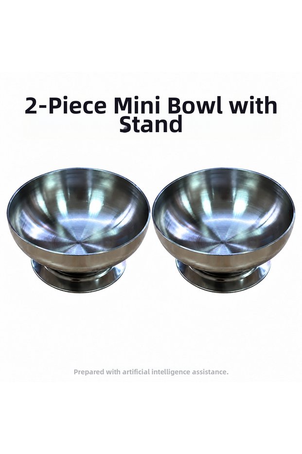 Mini Jam Bowl with Stand, Sauce Bowl, Breakfast Stainless Steel Presentation Bowl, 7.6 Cm, Silver, 2 Pcs
