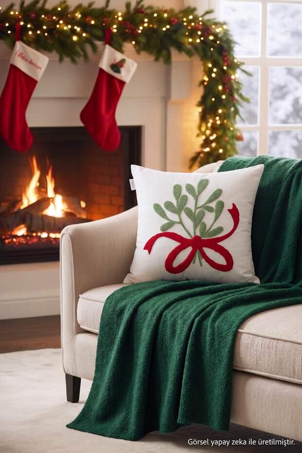 Single Punch Detailed Detailed New Year's Concept Cushion Cover 43X43Cm Tphaw27Kkk00016