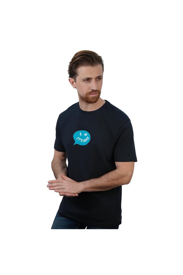 Men's Slim Fit Cotton Jersey Message Print Tee