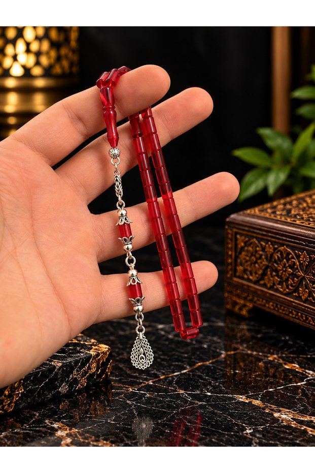 Cut and Polished Cherry Powder Amber Prayer Beads, Wrist Length