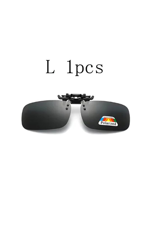 Black L 1Pcs 4 Color Grey Lenses Polarized Sunglasses Clip On Flip Up UV 380 Driving Fishing Night V