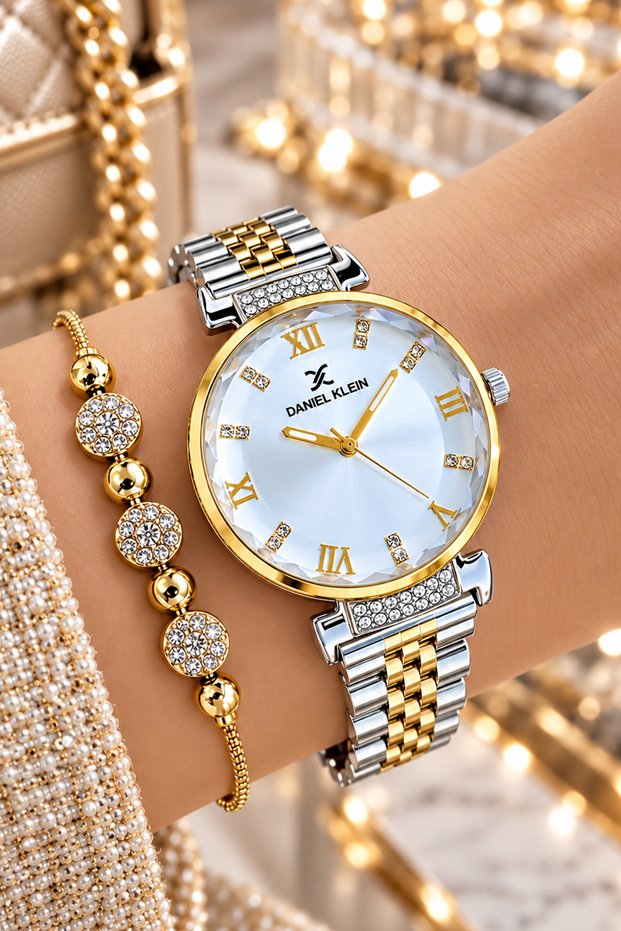 Waterproof Women Wrist Watch Gold Silver Color Steel Cord Gift Bracelet Dkby2038C2