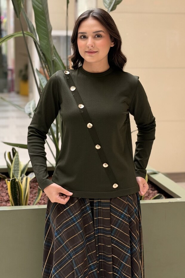 Mercerized Tunic with Cross Button Accessories