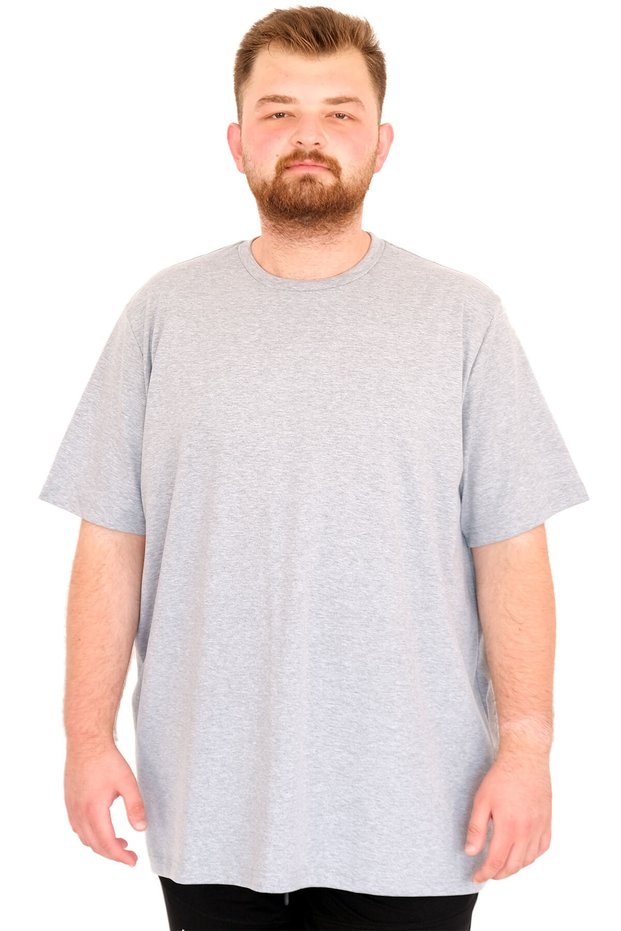 Fashion XL Large Size Men's T-Shirt Crew Neck U25035 Gray Melange