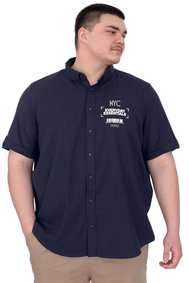 Mode XL Large Size Men's Gabardine Shirt Everyday Essentials U25602 Navy Blue