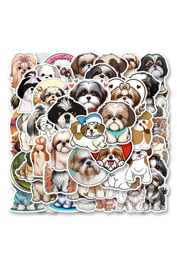 50pcs Cartoon Shih Tzu Cute Dog Animals Graffiti Stickers Decoration Stationery, Books, Laptops, Wat